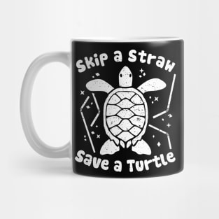 Skip a Straw Save a Turtle for Earthday - Vintage Retro Design T Shirt Mug